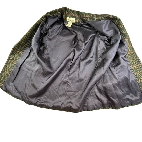 VTG White Stag Blazer Women Size 12 Blue Boxy Plaid Wool Blend 511259 Y2K Coat - Picture 3 of 12